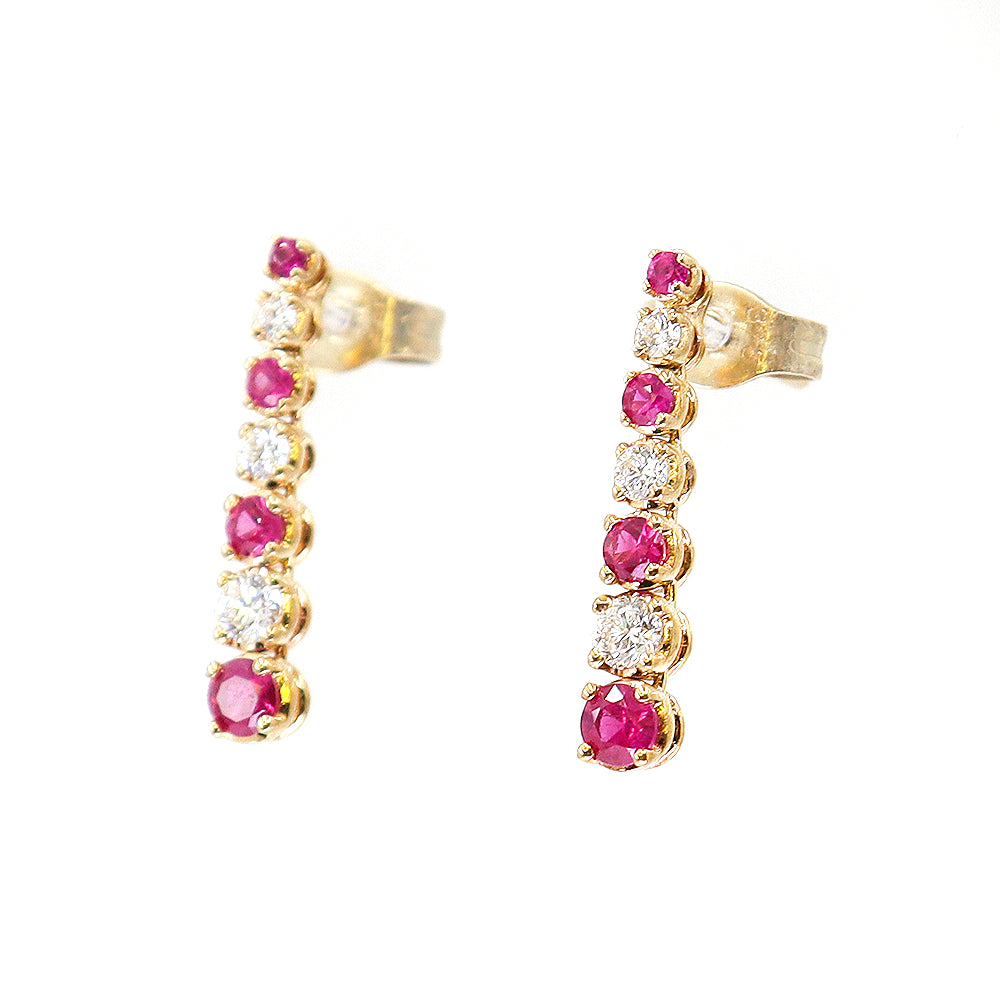 9ct Yellow Gold Ruby & Diamond Earrings