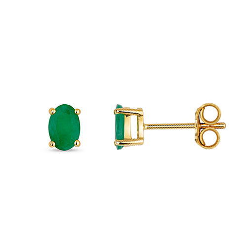 9ct Yellow Gold Emerald Earrings