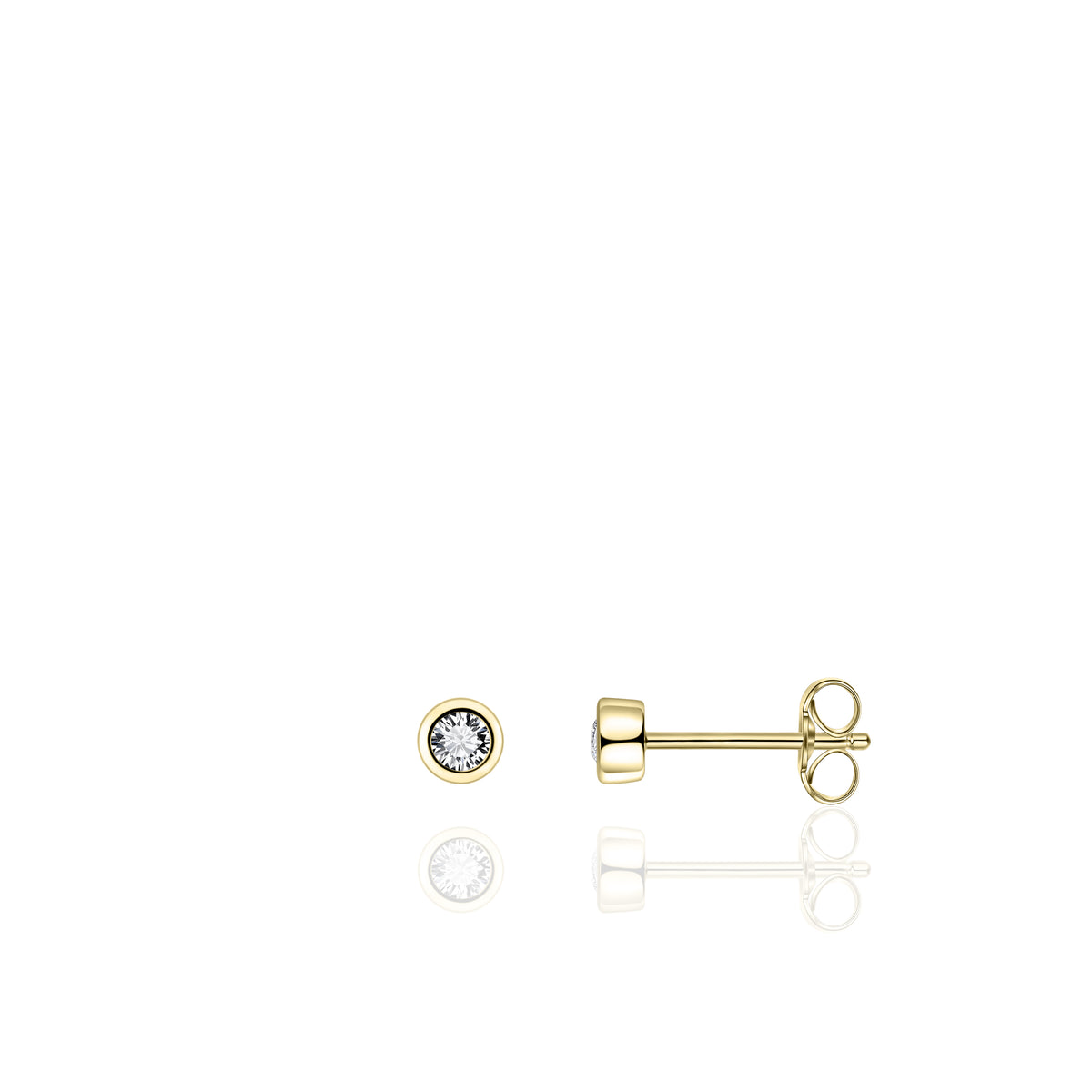 Gisser 18ct Gold Plated Rub Set Cubic Zirconia 4mm Stud Earring