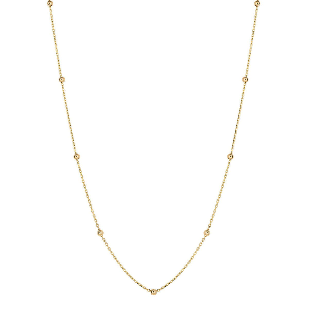 9ct Yellow Gold Fine Station Bead Chain