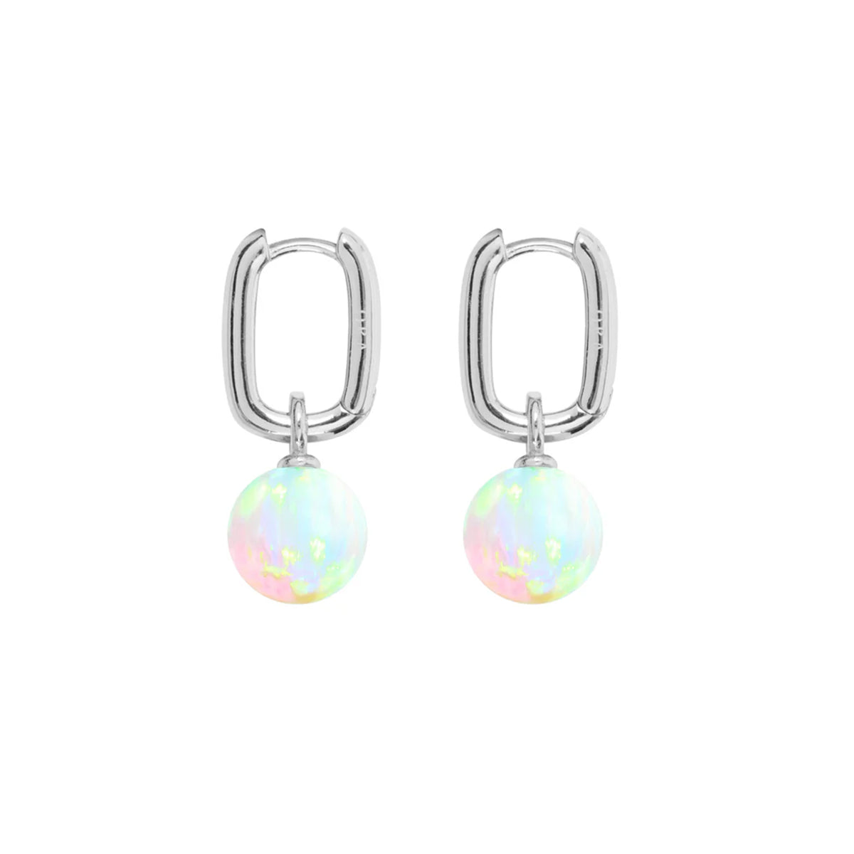 ORA Aetia Lab Grown Sea Opal Silver Hoop Earring