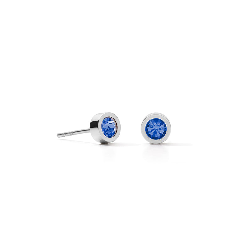 Coeur de Lion Sparkling Dot Stainless Steel Blue Crystal Stud Earring