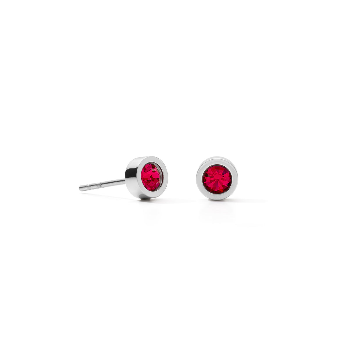 Coeur de Lion Sparkling Dot Stainless Steel Red Crystal Stud Earring