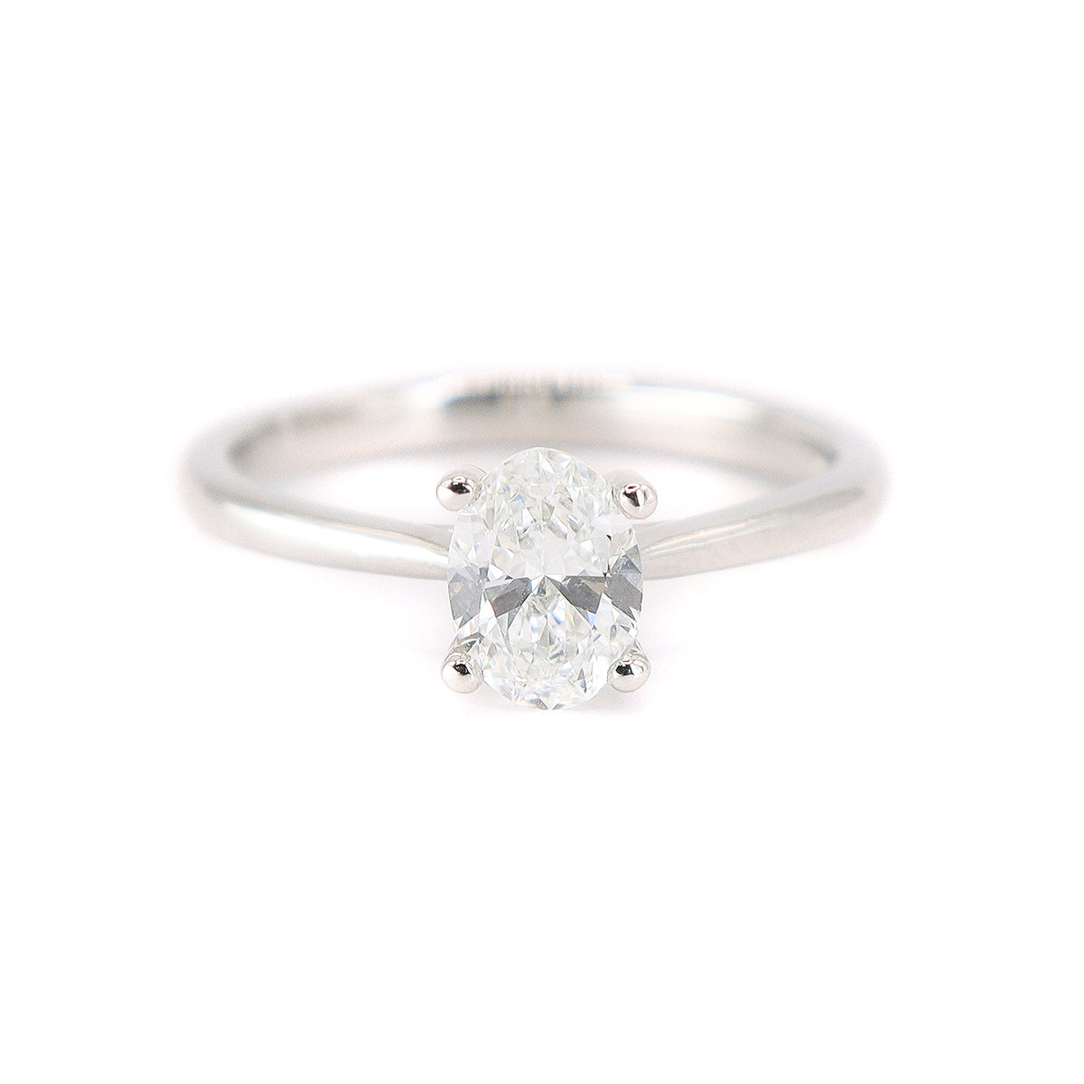 Platinum Certificated Oval Cut 0.70ct Diamond Solitaire Ring