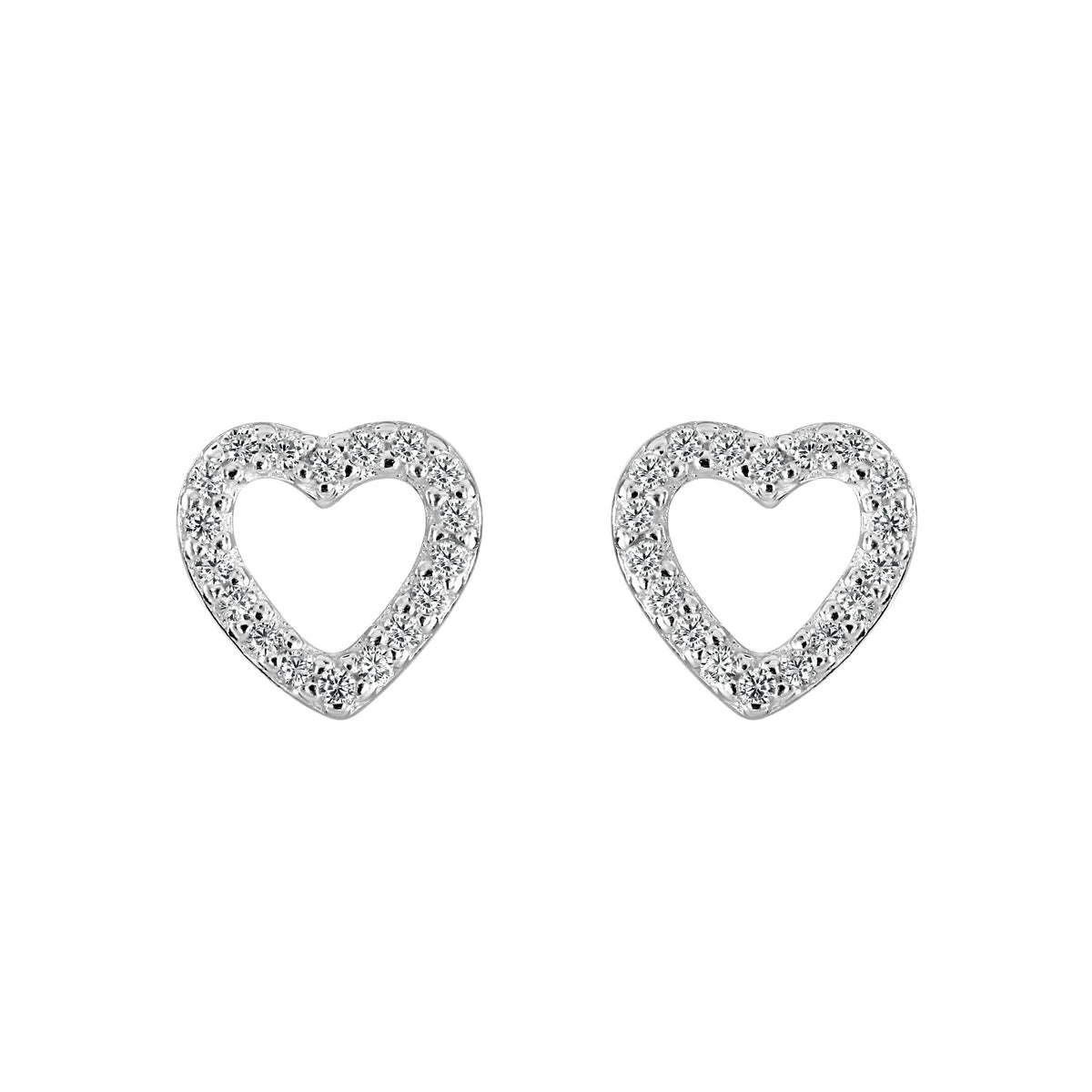 Dew Silver & Cubic Zirconia Heart Studs