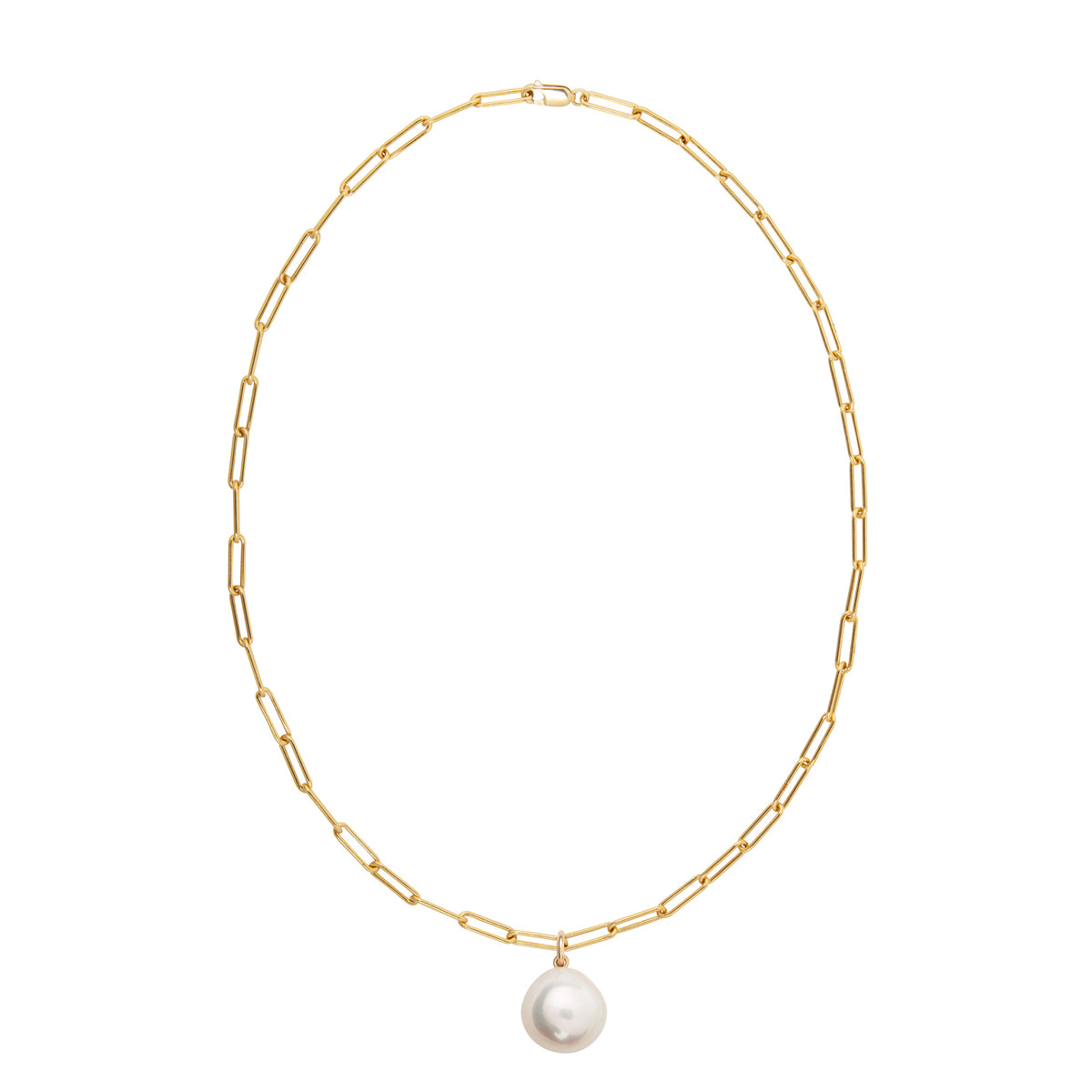 ORA Aetia XXL Round Pearl Gold Plated Chain Necklace