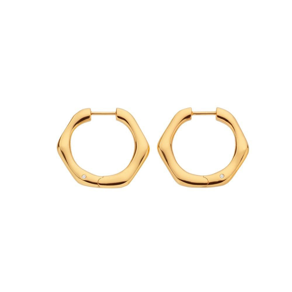 Hot Diamonds Gold Plated Fluid Hoop Earrings