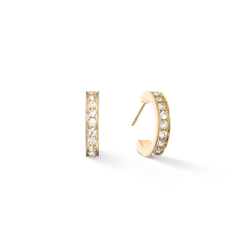 Coeur de Lion Gold Plated Clear Crystal Hoop Earrings