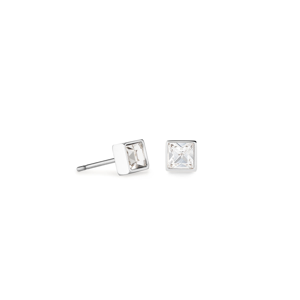 Coeur de Lion Brilliant Square Clear Crystal Earrings