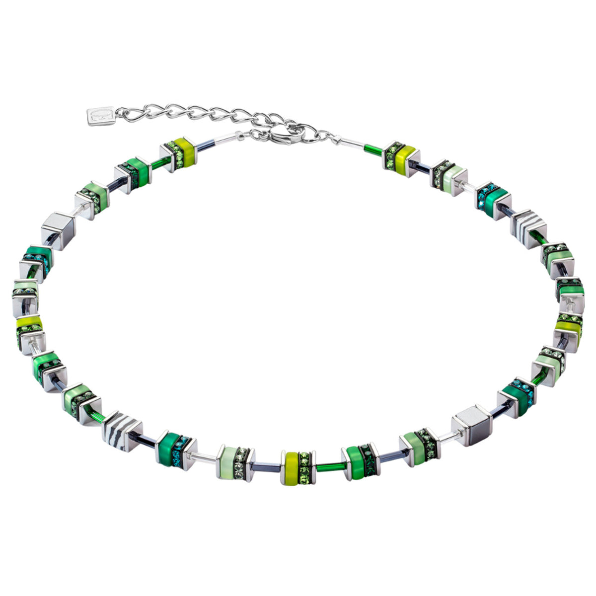 Coeur de Lion GeoCUBE® Iconic Nature Green-White Necklace