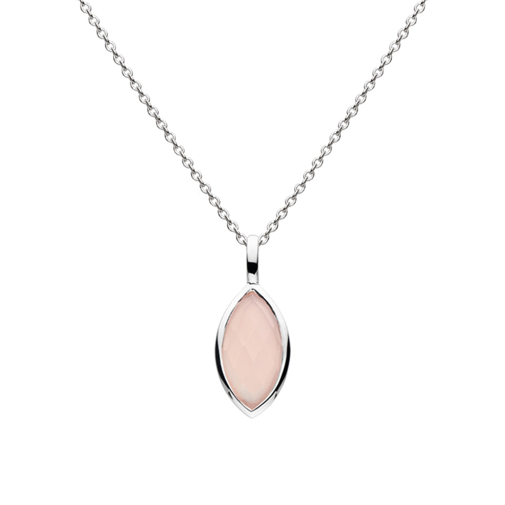 Dew Pink Chalcedony Marquise Pendant & Chain