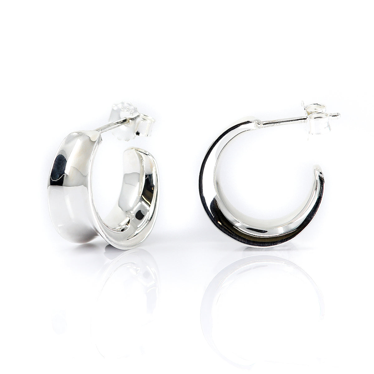 Lumi Sterling Silver Concave Modern Hoops