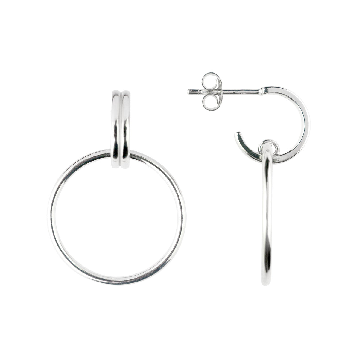 Dew Silver Circle Drop Earrings