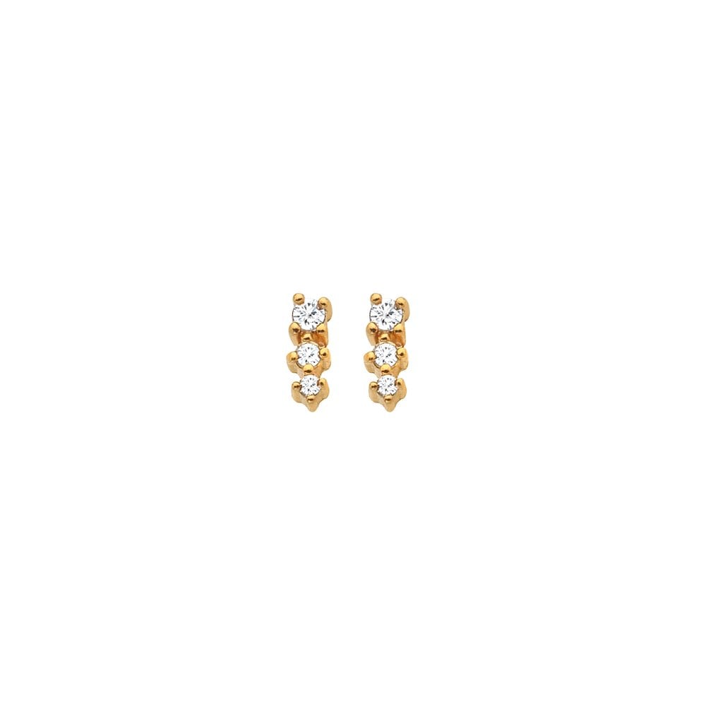 Hot Diamonds Gold Plated White Topaz Graduated Stud Earrings