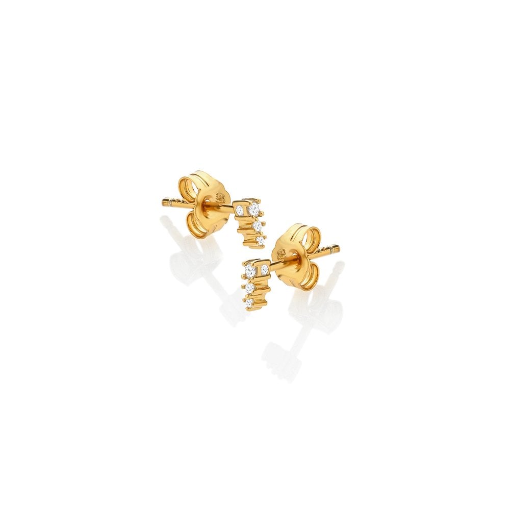 Hot Diamonds Gold Plated White Topaz Graduated Stud Earrings