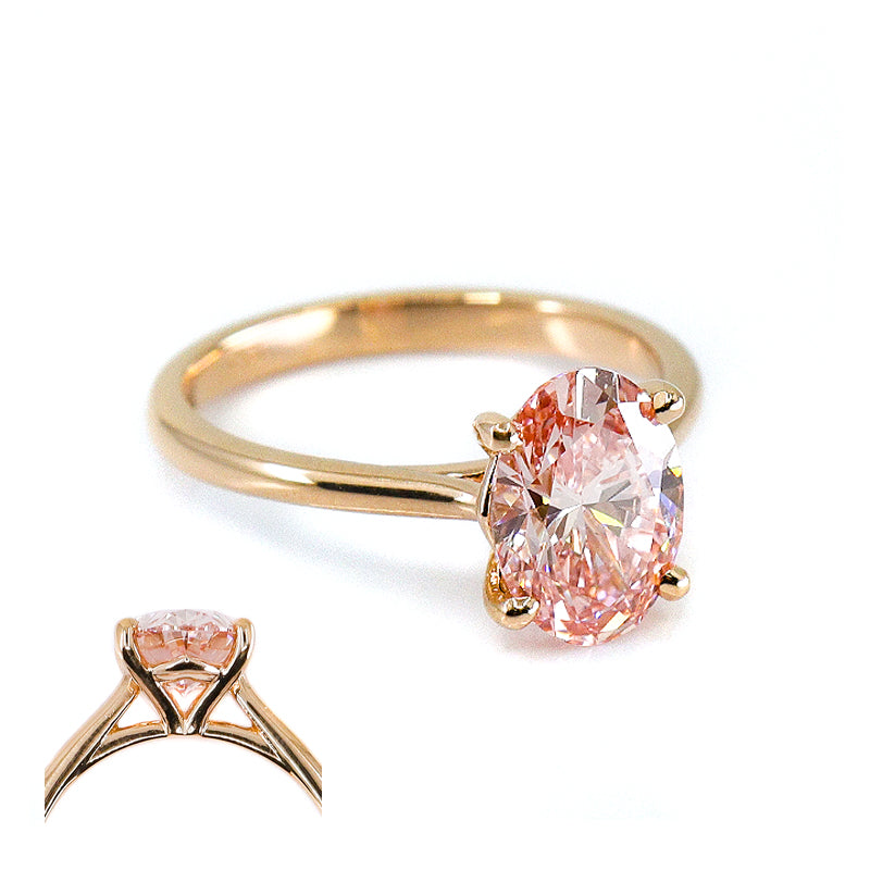 18ct Rose Gold Lab Grown Certificated 2.04ct Pink Diamond Solitaire Ring