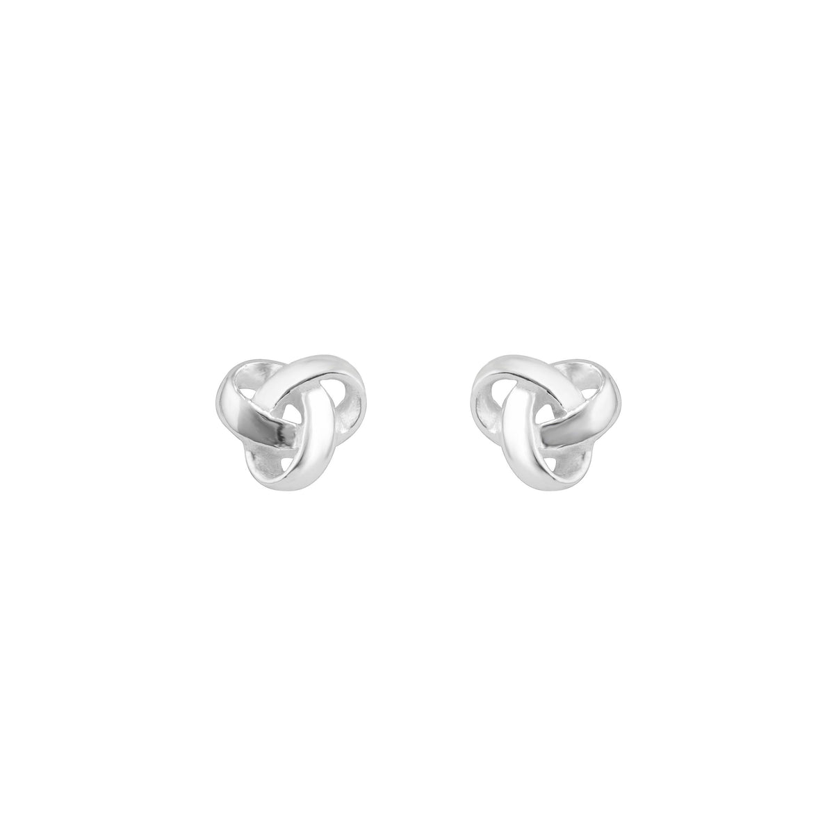 Dew Silver Mini Trilogy Knot Stud Earrings