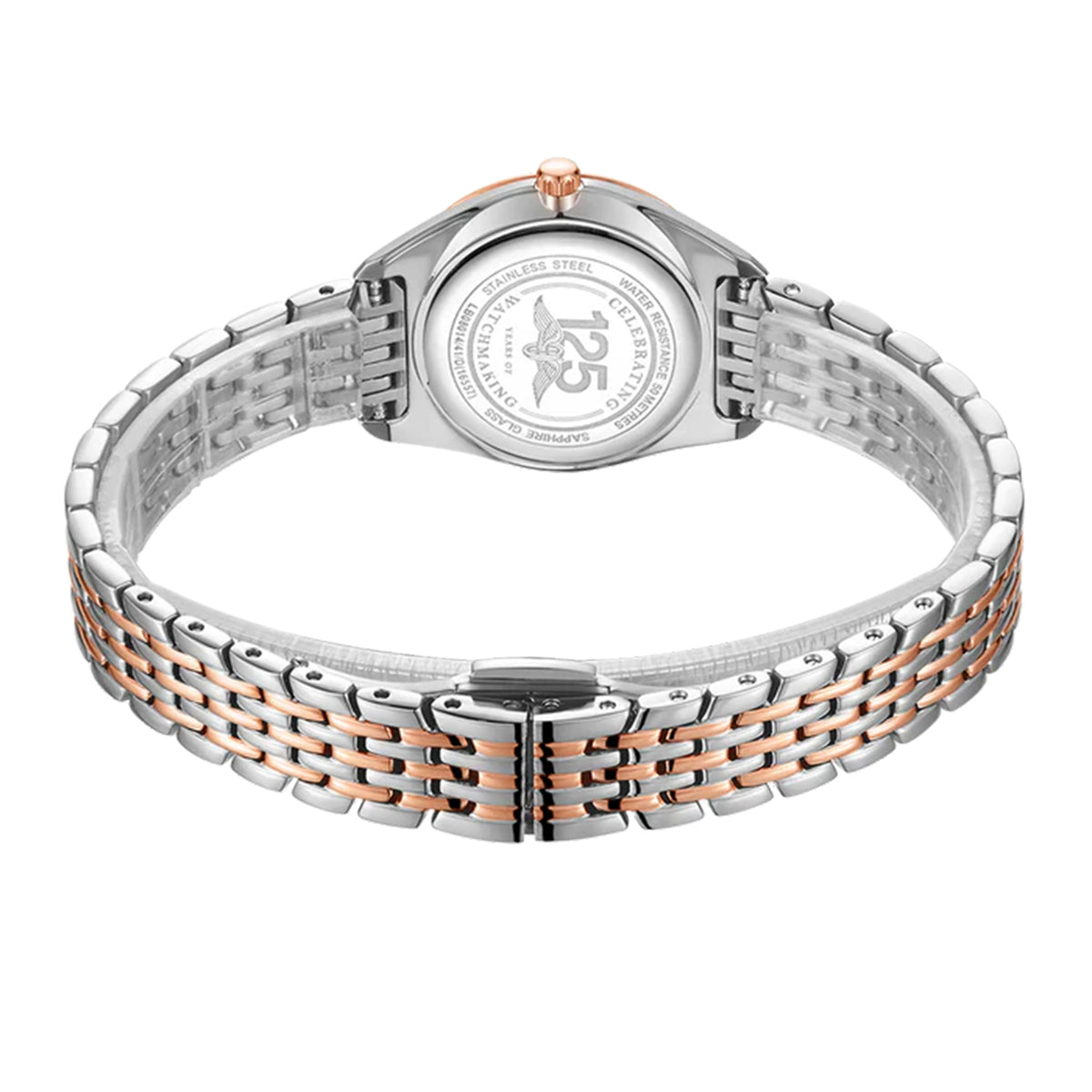 Rotary Ultra Slim Ladies Stainless Steel Two Colour Rose Gold Bracelet Watch