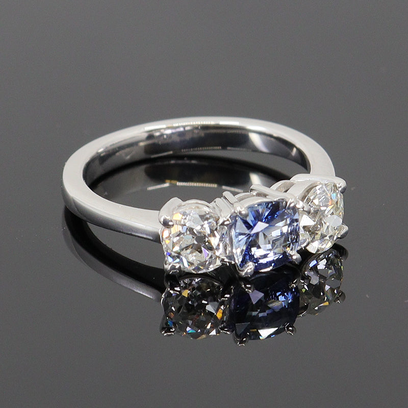 Pre-Owned 18ct White Gold Sapphire & Diamond Trilogy Ring