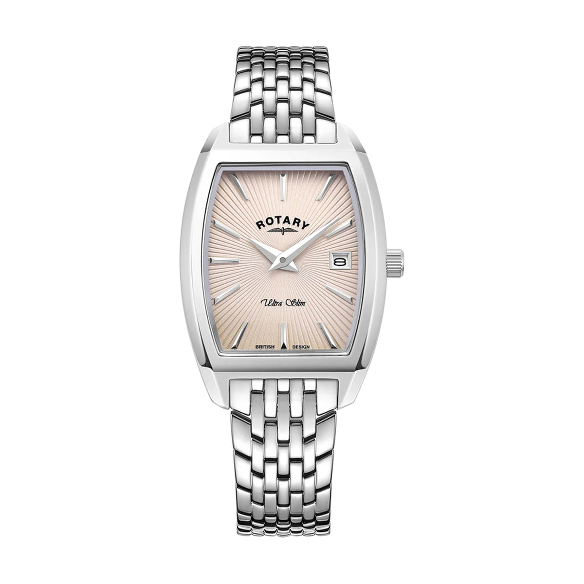 Rotary Ultra Slim Tonneau Pink Bracelet Watch