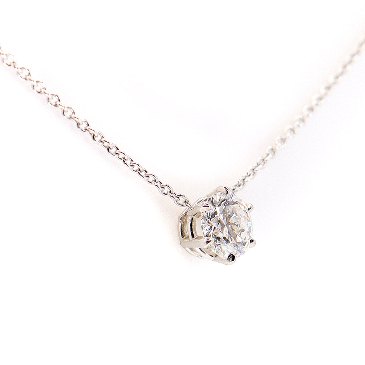 Platinum Lab Grown Round Brilliant Cut 1.23ct Diamond Solitaire Pendant & Chain