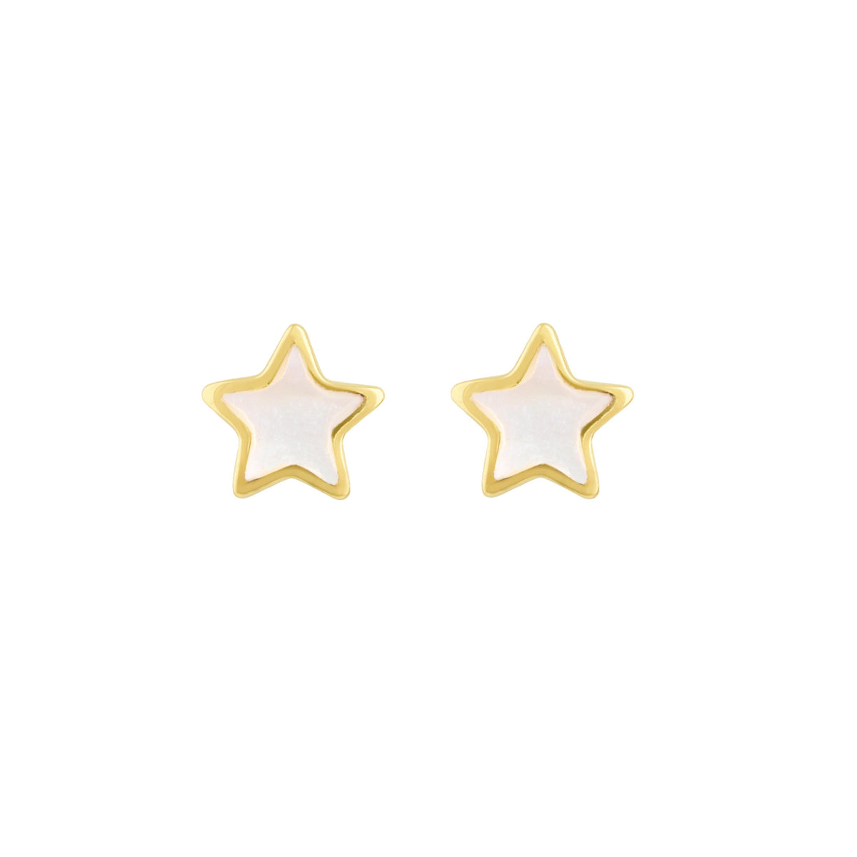 Dew Golden Mother of Pearl Star Stud Earrings