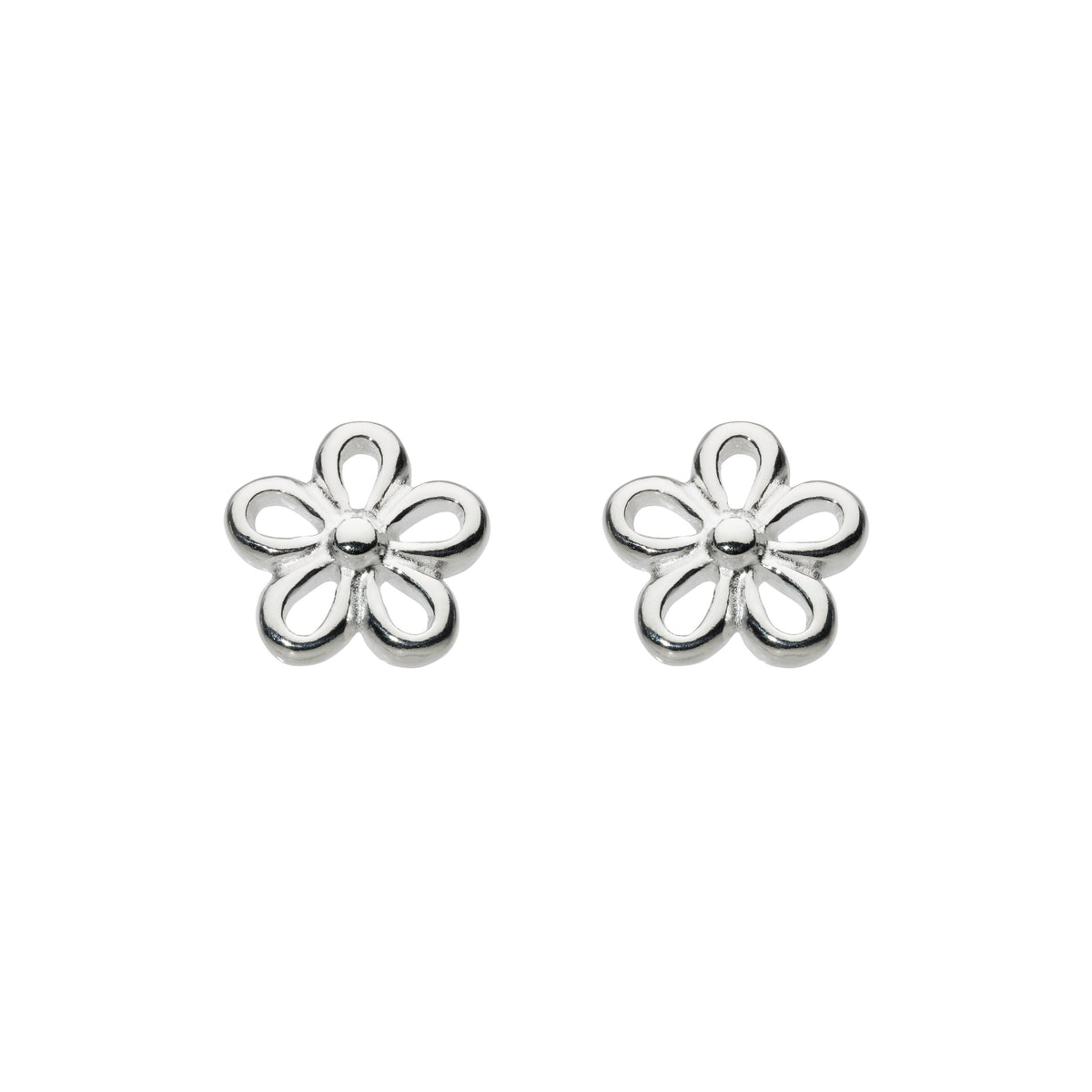 Dew Simple Silver Flower Stud Earrings