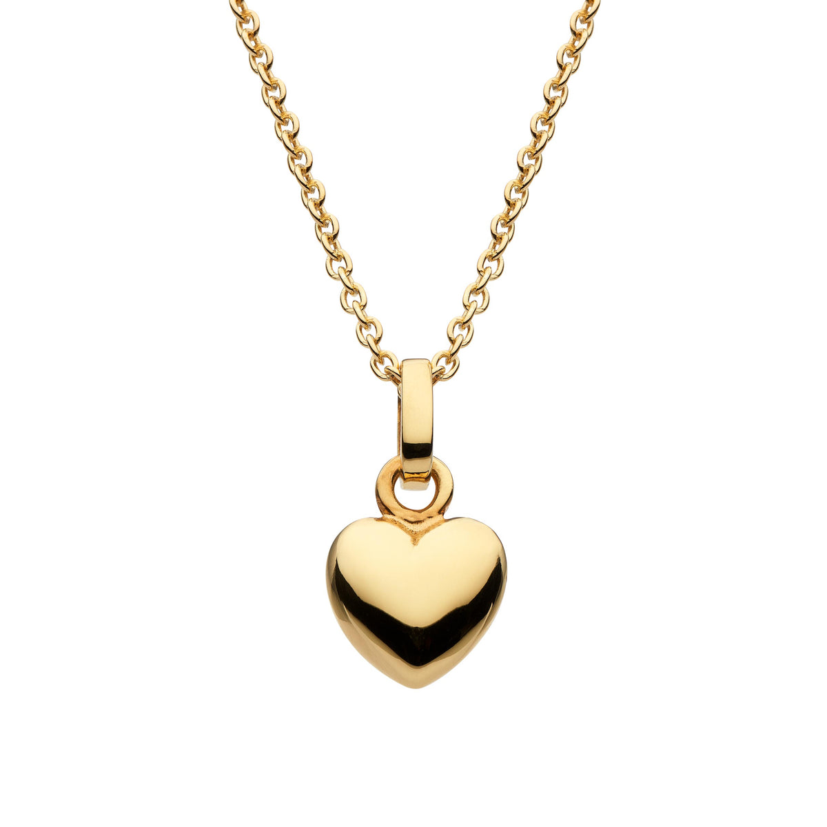 Dew Golden Puff Heart Pendant & Chain