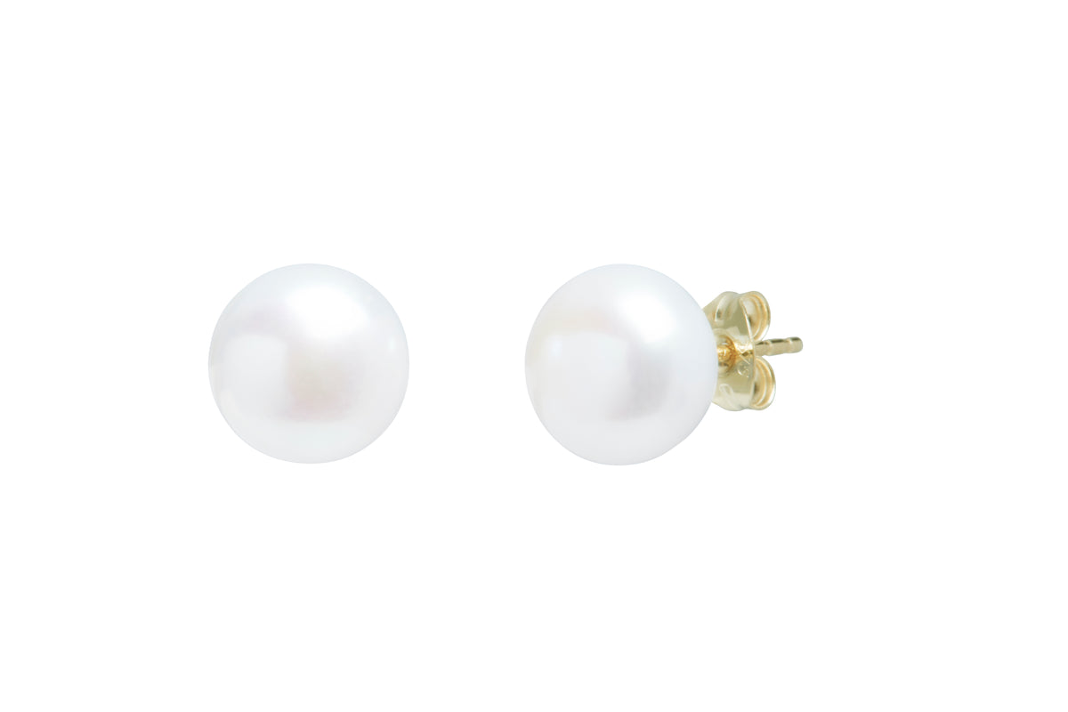 9ct Gold Freshwater Button Pearl 9mm Stud Earrings