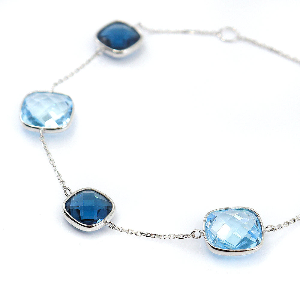 9ct White Gold Blue Topaz Bracelet