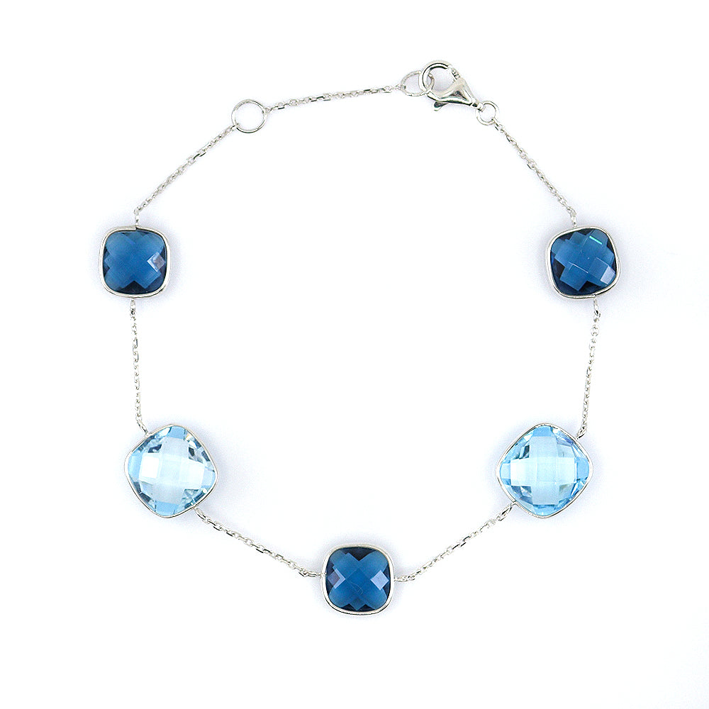 9ct White Gold Blue Topaz Bracelet