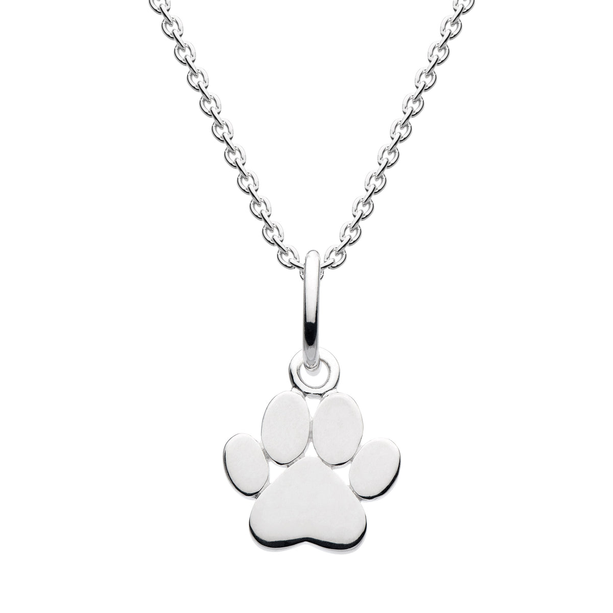 Dew Sterling Silver Paw Print Pendant & Chain