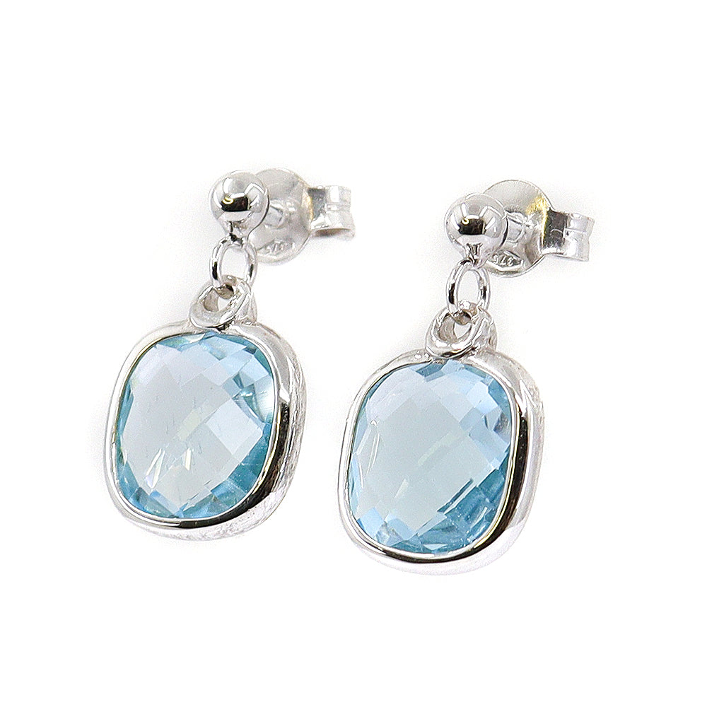 9ct White Gold Sky Blue Topaz Earrings