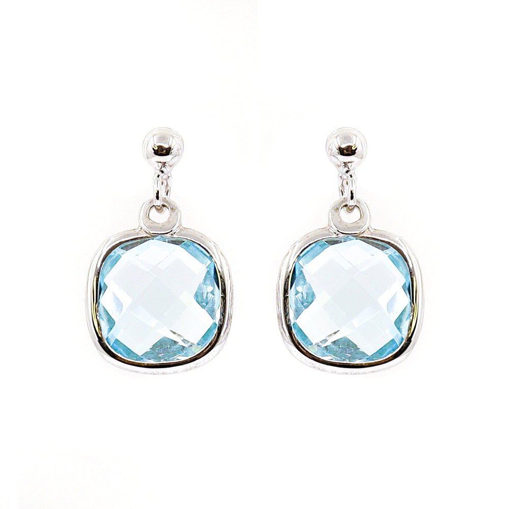 9ct White Gold Sky Blue Topaz Earrings