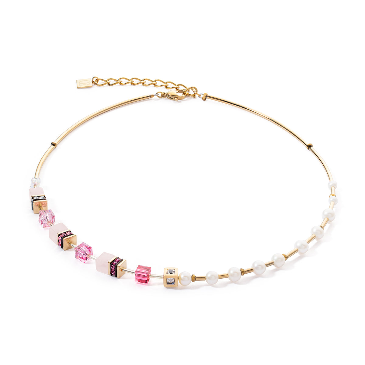 Coeur de Lion Gold-Pink GeoCUBE® Fusion Precious Pearl Mix Necklace