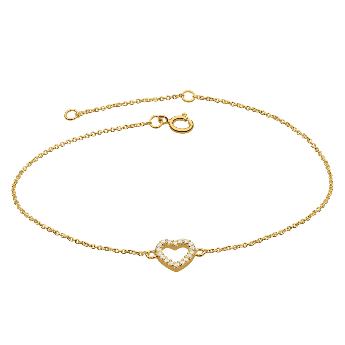 Dew Golden Open Heart CZ Bracelet