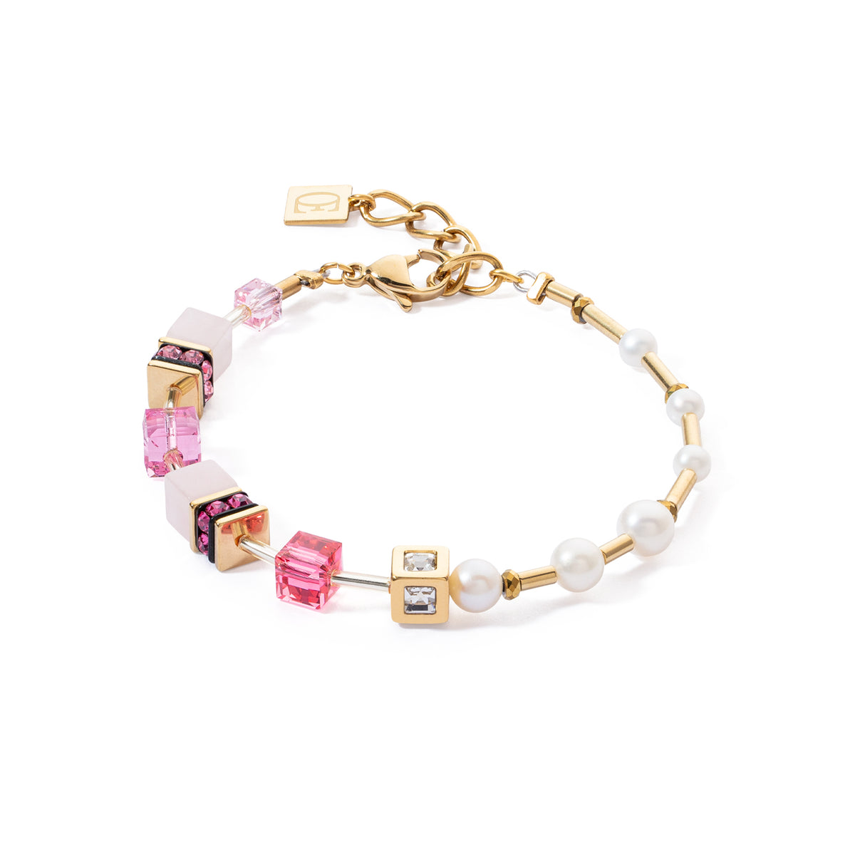 Coeur de Lion GeoCUBE® Fusion Precious Pearl Mix Gold-Pink Bracelet