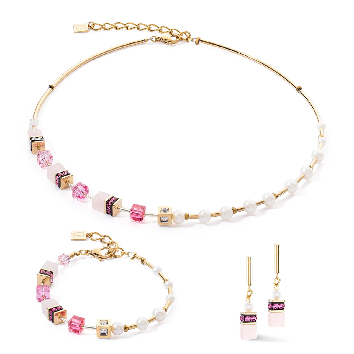 Coeur De Lion GeoCUBE® Iconic Lite Magenta Necklace