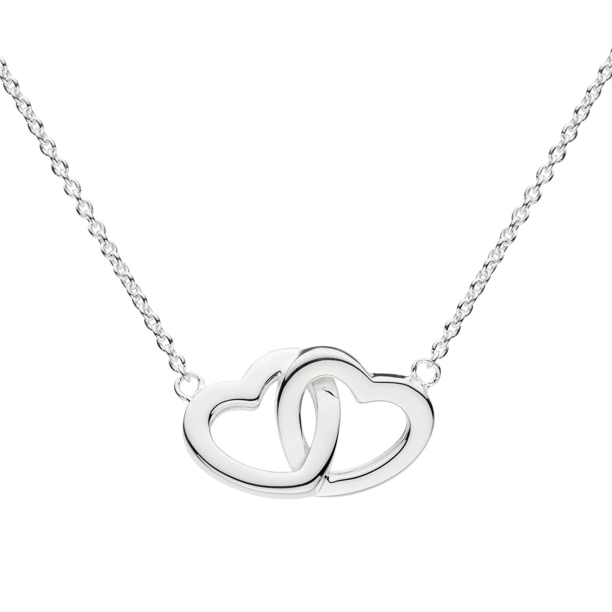 Dew Sterling Silver Interlocking Heart Necklace