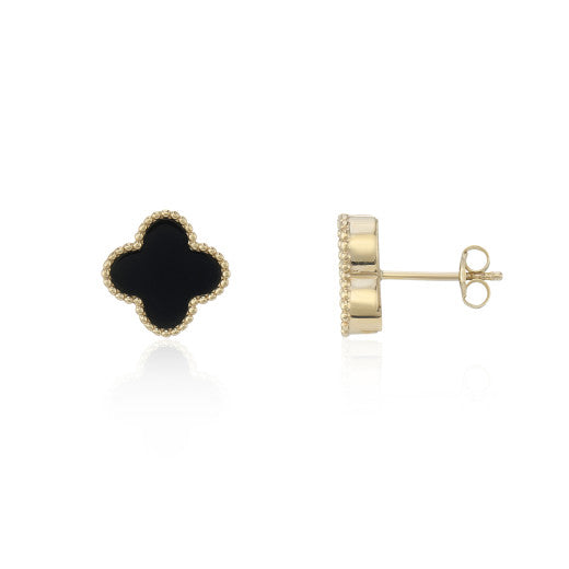 9ct Yellow Gold Onyx Stud earring