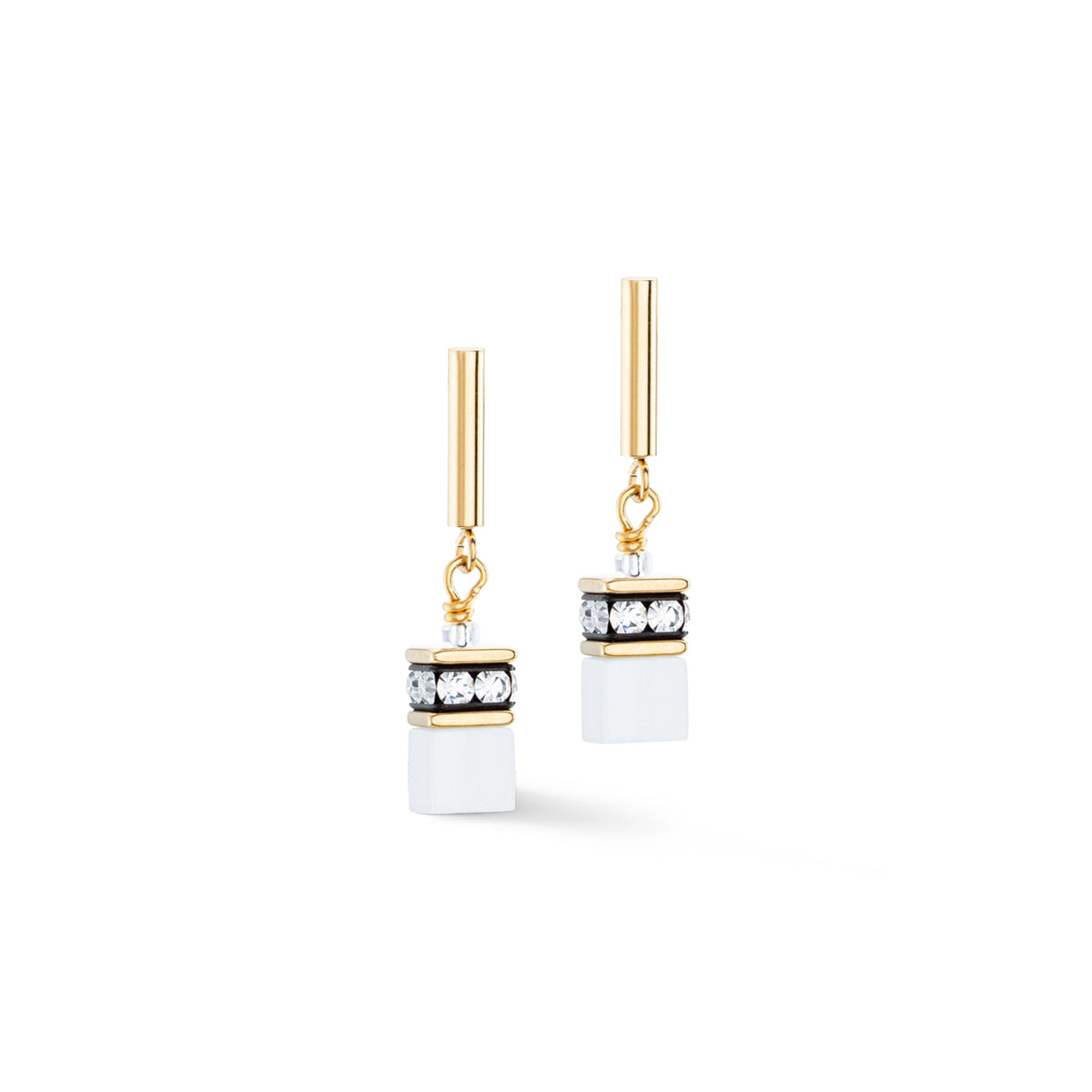 Coeur de Lion GeoCUBE® Iconic Layer Gold-White Earrings