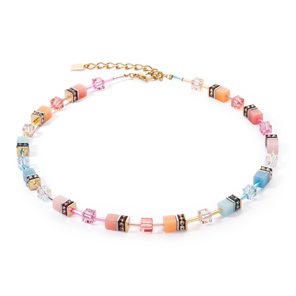 Coeur de Lion GeoCUBE® Iconic Aqua-Apricot Necklace