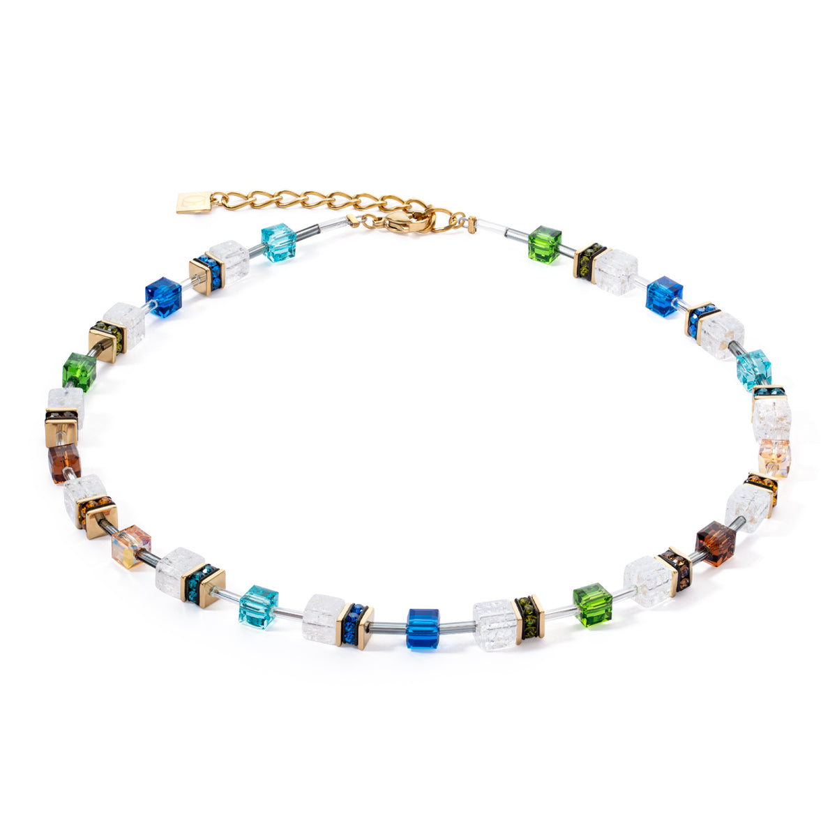 Coeur de Lion GeoCUBE® Iconic Multicolour Gold Necklace