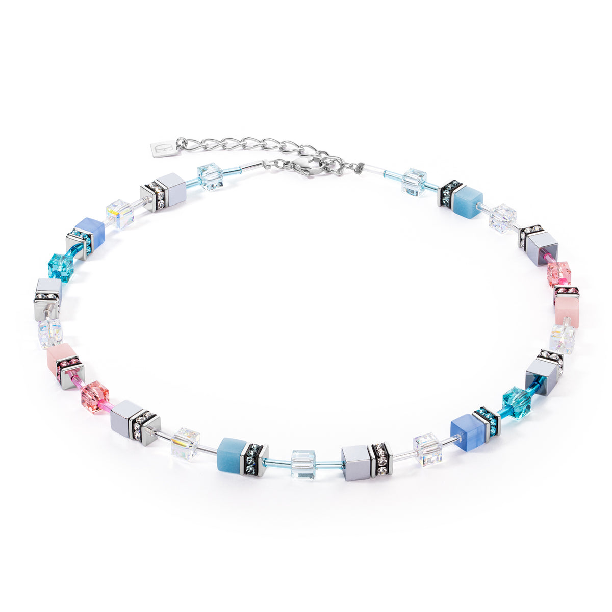 Coeur de Lion GeoCUBE® Iconic Blue-Pink Necklace