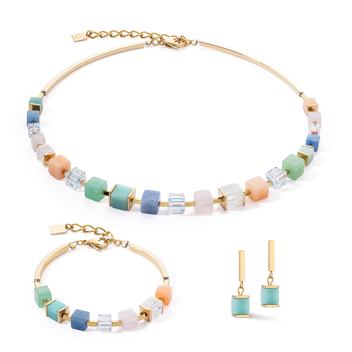 Coeur de Lion Precious Multicolour-Gentle Statement Cubes Necklace