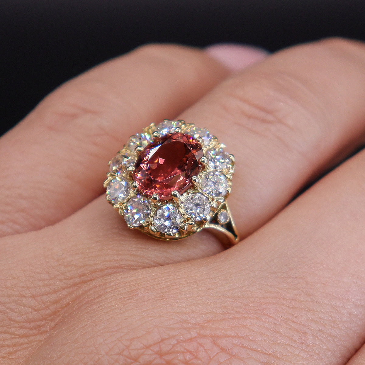 Pre-Owned Pink Tourmaline & Diamond Ring