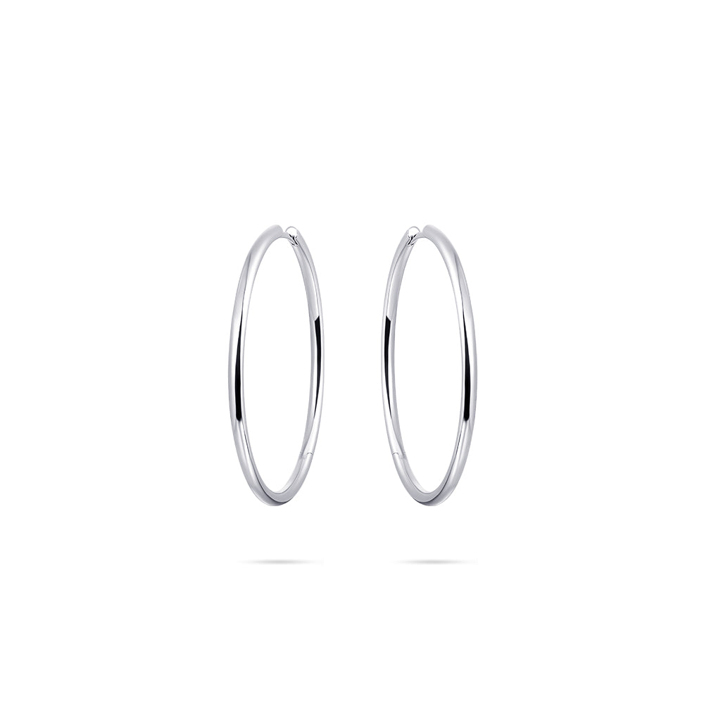 Gisser Silver Tube Oversized 40mm Hoop Earrings