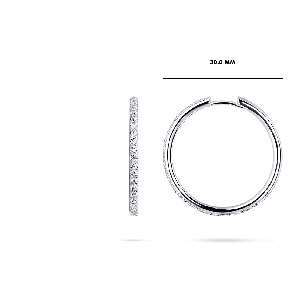 Gisser Silver Sparkling Statement Hoop Earrings