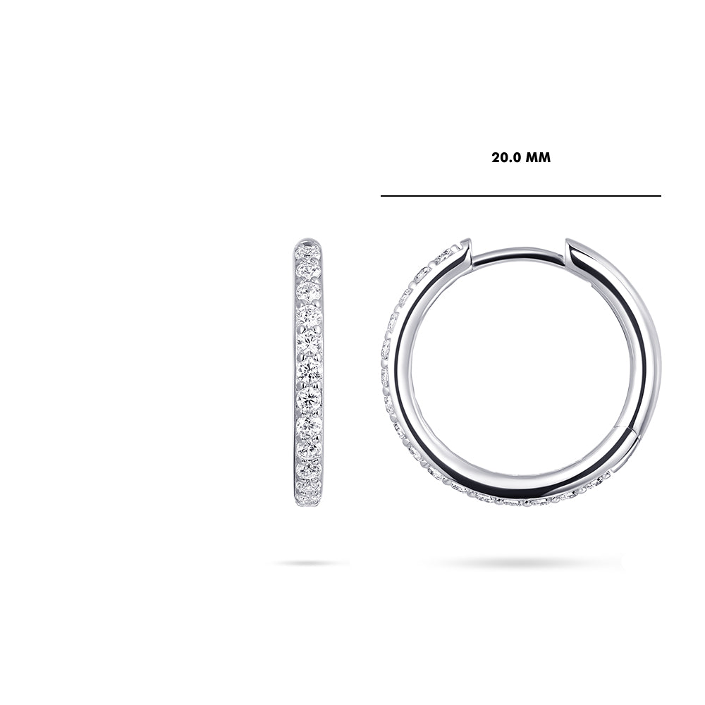 Gisser Silver Sparkling Statement 20mm Hoop Earrings