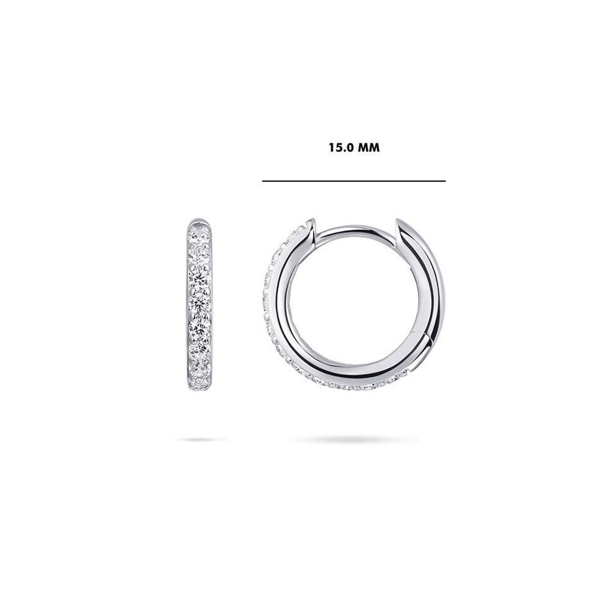 Gisser Silver Sparkling Medium 15mm Hoop Earrings